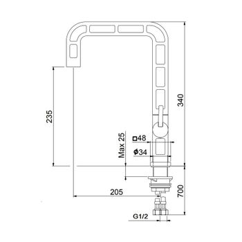 Смеситель для кухни Webert One-A ON921202441, черный/сталь — фото 2, Смесители для кухни
