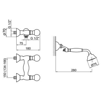 Смеситель для душа Webert Karenina KA760101010, золото — фото 2, Смеситель для душа