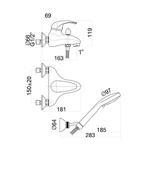 Смеситель для ванны Fiore NEXUS 43CR1402, хром — фото 2, Смеситель для ванны