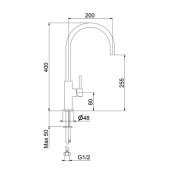 Смеситель для кухни Webert Oblique OB920302560, черный — фото 2, Смесители для кухни