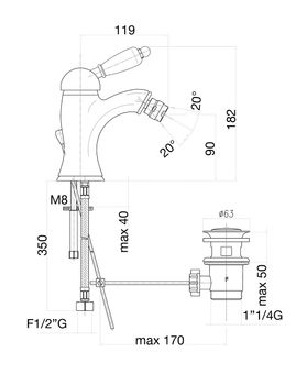 Смеситель для биде Fiore IMPERIAL BLACK 89CO5321, хром/золото — фото 2, Смесители для биде