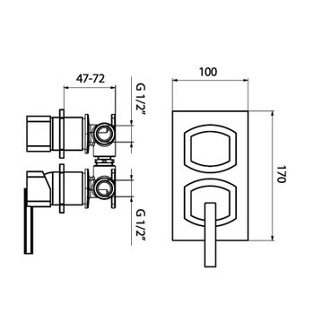 Смеситель для душа встраиваемый Webert Azeta AZ860101015, хром — фото 2, Смеситель для душа