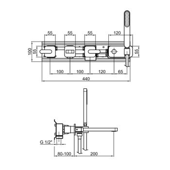 Смеситель для ванны Webert Living LV720901345, никель — фото 2, Смеситель для ванны