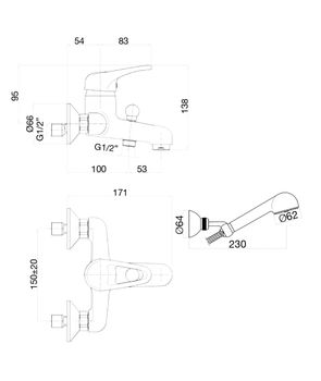 Смеситель для ванны Fiore PLANET 37CR1000, хром — фото 2, Смеситель для ванны