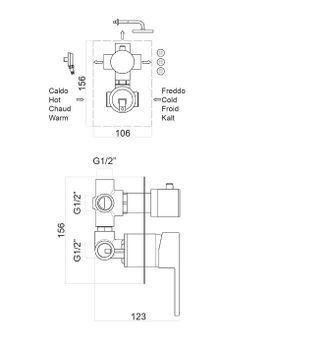 Смеситель для душа Fiore KUBE 100CR7501, хром — фото 2, Смеситель для душа