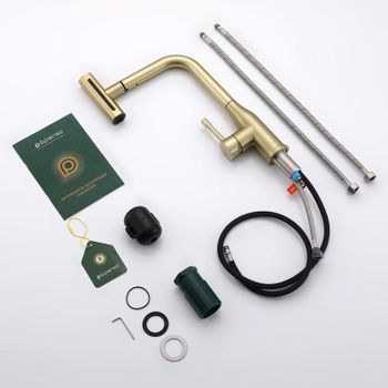 Смеситель для кухни с мультифункциональным изливом Splenka S206.49.03, золотой сатин — фото 12, Смесители для кухни