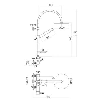 Душевая система Webert Rimini RI870105560, черный — фото 2, Душевые системы