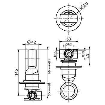 Смеситель для душа встраиваемый Webert Opera OA880101065, бронза — фото 2, Смеситель для душа