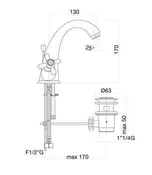 Смеситель для раковины Fiore MARGOT SKY (SWAROVSKI®) 01ZZ0623, бронза — фото 2, Смесители для раковины