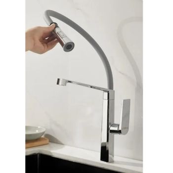 Смеситель для кухни с гибким изливом и режимом душ Haiba HB73827, хром — фото 6, Смесители для кухни