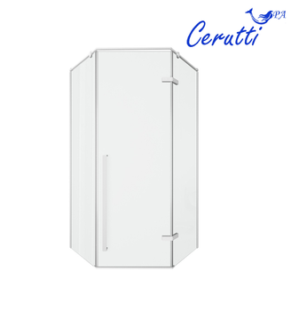 Душевой уголок Ceruttispa 100х100 C2AW профиль Белый стекло прозрачное — фото 1, Душевые уголки трапеция