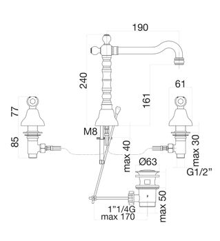 Смеситель для раковины Fiore COLONIALE 02CO0637, хром/золото — фото 2, Смесители для раковины