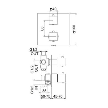 Товар: Смеситель для душа встраиваемый с термостатом Webert Pegaso PE970903010, золото - фото 2 Смеситель для душа встраиваемый с термостатом Webert Pegaso PE970903010, золото — фото 2, Смеситель для душа