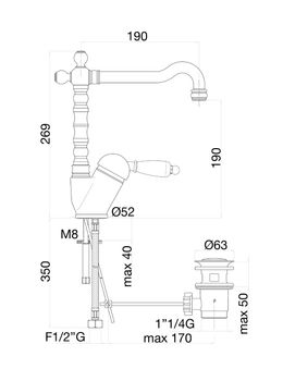 Смеситель для раковины Fiore IMPERIAL BLACK 89CO2245, хром/золото — фото 2, Смесители для раковины