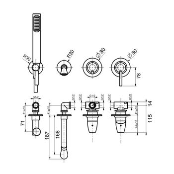Смеситель для ванны Webert Opera Moderna OE860312560, черный — фото 2, Смеситель для ванны