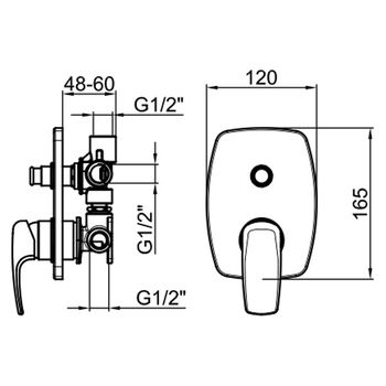 Смеситель для душа встраиваемый Webert Kimono KI860101015, хром — фото 2, Смеситель для душа