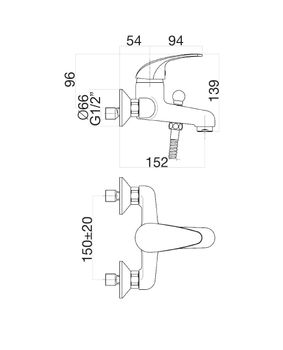 Товар: Смеситель для ванны Fiore MAX 32CR1010, хром - фото 2 Смеситель для ванны Fiore MAX 32CR1010, хром — фото 2, Смеситель для ванны