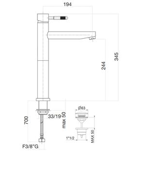 Товар: Смеситель для раковины Webert Rimini RI831402010, золото - фото 2 Смеситель для раковины Webert Rimini RI831402010, золото — фото 2, Смесители для раковины