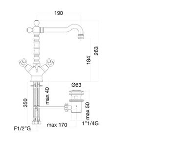 Смеситель для кухни Fiore COLONIALE BLACK 22000625, золото — фото 2, Смесители для кухни