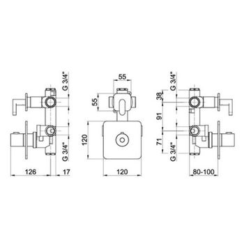 Смеситель для душа встраиваемый с термостатом Webert Elio EL971302345, никель — фото 2, Смеситель для душа