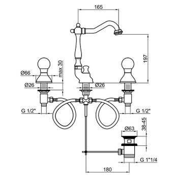 Смеситель для раковины Webert Karenina KA750202017, хром/золото — фото 2, Смесители для раковины