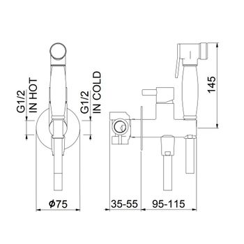 Гигиенический душ со смесителем Webert Elio EL870302345, никель — фото 2, Гигиенические души