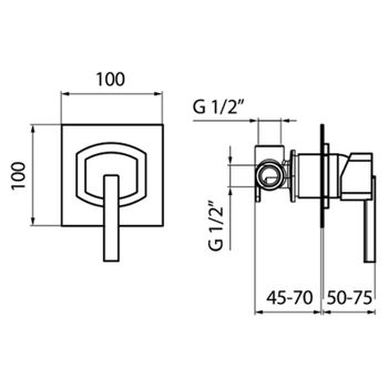 Смеситель для душа встраиваемый Webert Azeta AZ880101015, хром — фото 2, Смеситель для душа