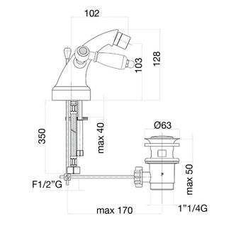 Смеситель для биде Fiore COLONIALE SKY (SWAROVSKI®) 03ZZ0632, бронза — фото 2, Смесители для биде