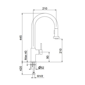 Смеситель для кухни Webert Sidney SY940302564, черный/хром — фото 2, Смесители для кухни