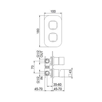 Смеситель для душа встраиваемый Webert ONE-X OX860101015, хром — фото 2, Смеситель для душа