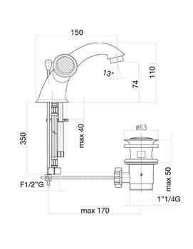 Смеситель для раковины Fiore VENERE SKY (SWAROVSKI®) 13CO0622, хром/золото — фото 2, Смесители для раковины