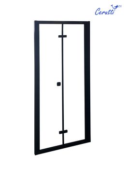 Душевая дверь Ceruttispa Bella 100 D101B профиль Черный стекло прозрачное — фото 1, Складные душевые двери