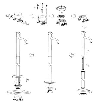 AQM6211BN Siena Смеситель для напольной раковины (монт. часть в комплекте), никель шлифованный — фото 2, Смесители для раковины
