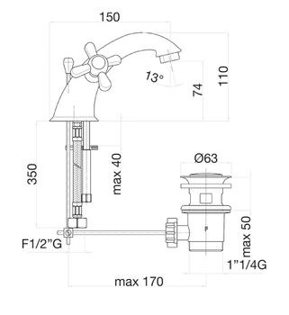 Смеситель для раковины Fiore MARGOT 26OO0622, золото — фото 2, Смесители для раковины