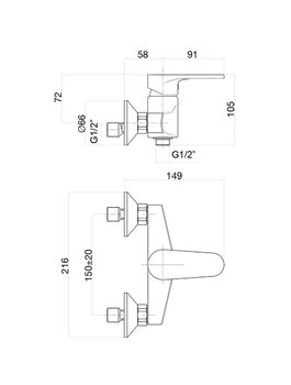 Смеситель для душа Fiore KYMA 75CR6511, хром — фото 2, Смеситель для душа