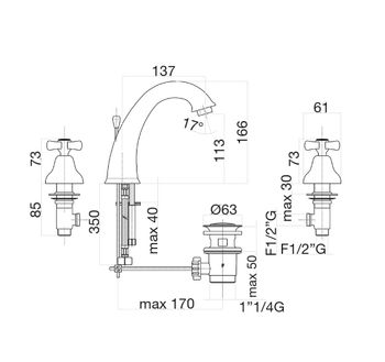 Смеситель для раковины Fiore MARGOT 26ZZ0628, бронза — фото 2, Смесители для раковины