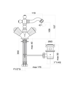 Смеситель для биде Fiore VENERE SKY (SWAROVSKI®) 13OO0635, золото — фото 2, Смесители для биде