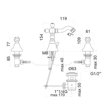 Смеситель для биде Fiore COLONIALE 02OO0647, золото — фото 2, Смесители для биде