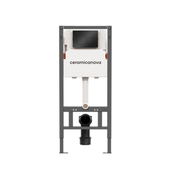 Система инсталляции для унитазов CERAMICANOVA Balance с кнопкой смыва Square, цвет черный матовый, с — фото 1, Инсталляции для унитазов