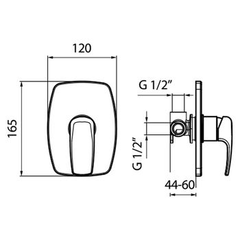 Смеситель для душа встраиваемый Webert Kimono KI880101015, хром — фото 2, Смеситель для душа