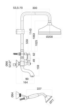 Душевая система Fiore COLONIALE 02CO0615, хром/золото — фото 2, Душевые системы
