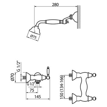 Смеситель для душа Webert Dorian DO760101065, бронза — фото 2, Смеситель для душа