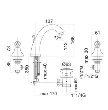Смеситель для раковины Fiore COLONIALE 02CO0628, хром/золото — фото 2, Смесители для раковины