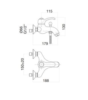 Смеситель для ванны Fiore Jafar 47CO5101, хром-золото — фото 2, Смеситель для ванны