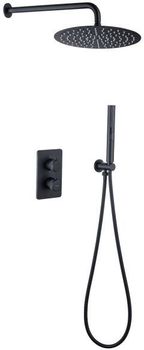 Душевая система Allen Brau Priority 5.31013-31 с термостатом Черная матовая — фото 1, Встраиваемые душевые комплекты