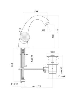 Смеситель для раковины Fiore XT SKY (SWAROVSKI®) 17CO0623, хром/золото — фото 2, Смесители для раковины