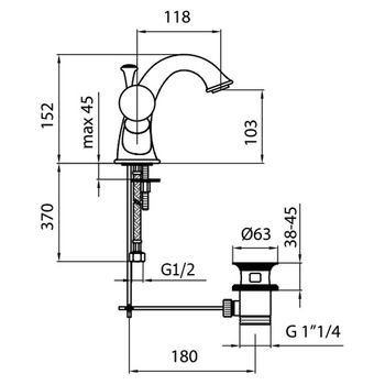 Смеситель для раковины Webert Karenina KA700102017, хром/золото — фото 2, Смесители для раковины