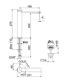 Товар: Смеситель для раковины Webert Coral CO830402560, черный - фото 2 Смеситель для раковины Webert Coral CO830402560, черный — фото 2, Смесители для раковины