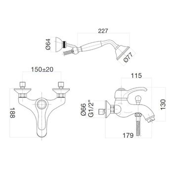 Смеситель для ванны Webert Aurora AU850101060, медь — фото 2, Смеситель для ванны