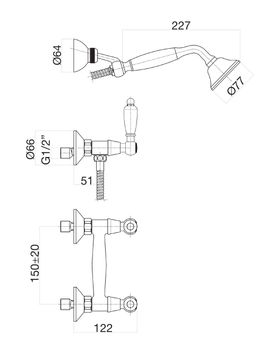 Смеситель для душа Fiore COLONIALE 02ZZ0602, бронза — фото 2, Смеситель для душа